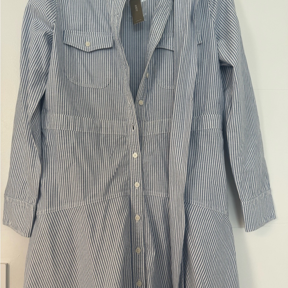J. Crew Navy Striped Shirt Dress